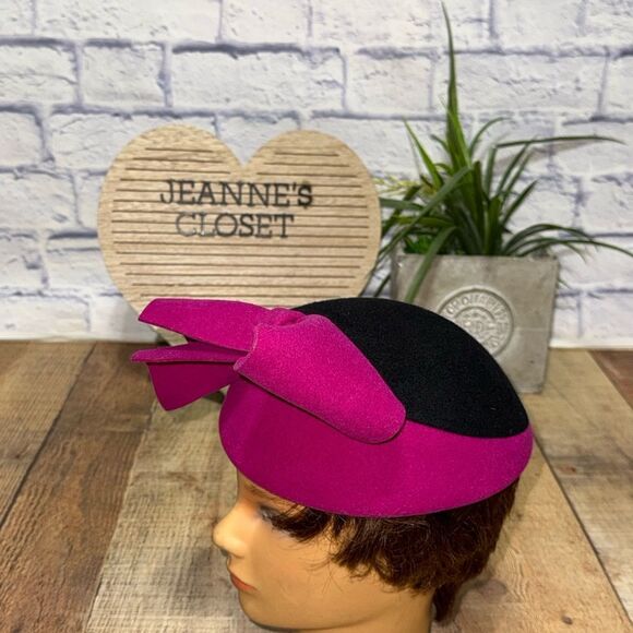 Frank Olive Vintage 100% wool magenta black Ladies Hat Private collection main image 8